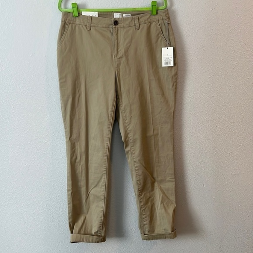 BNWT Khaki Mid Rise Slim Hip‎ & Thigh womens size 12 R By A New Day